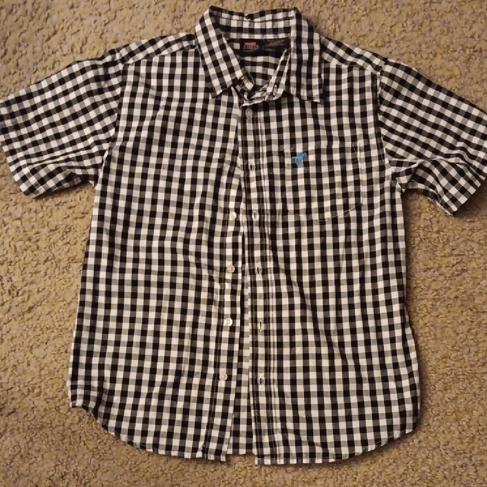 Wrangler Black and White Checkered Button Down Shirt